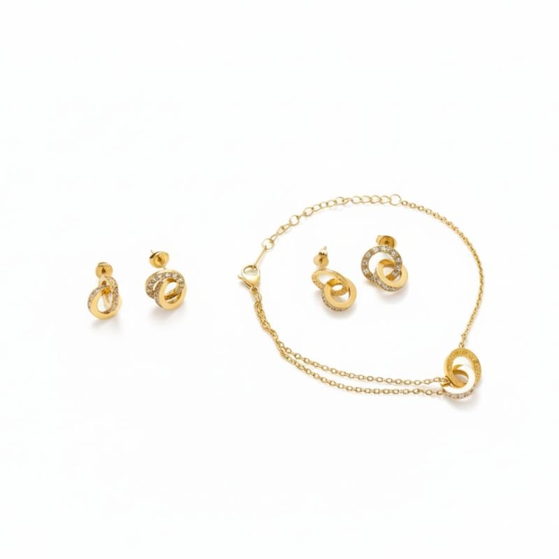 18K Gold Roman Numeral Interlocking Set - Image 5