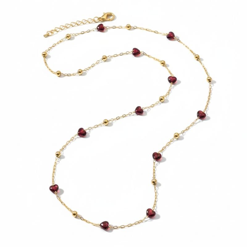 18K Gold Ruby Red Layering Set