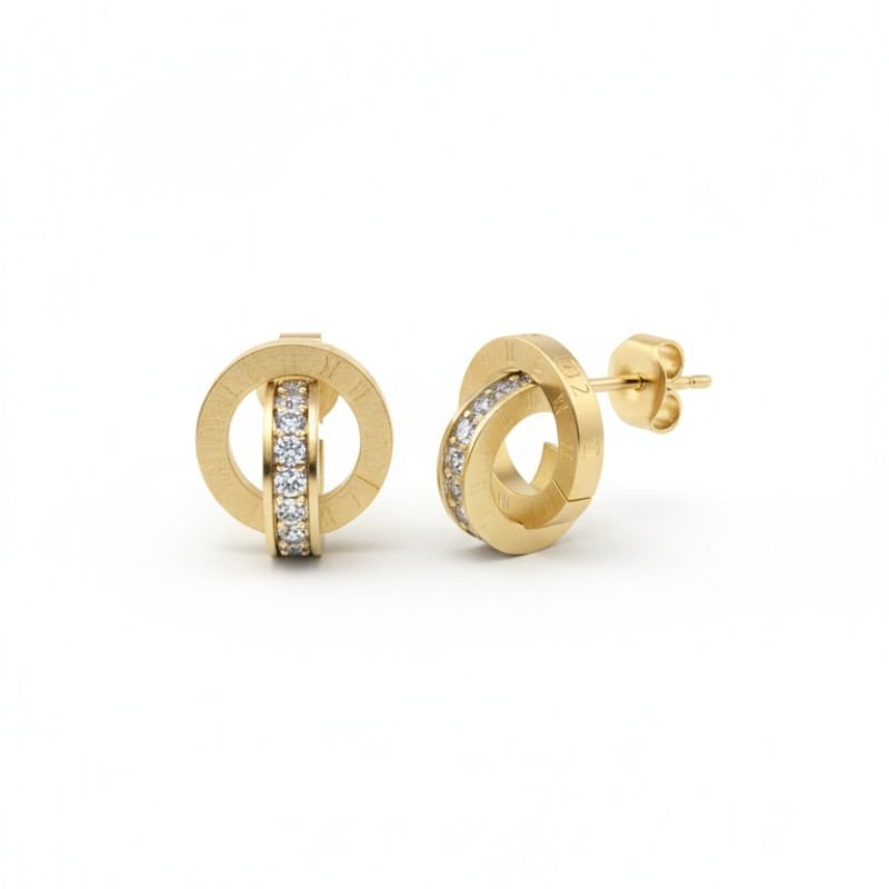 18K Gold Roman Numeral Interlocking Set - Image 4