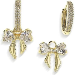 Sonateomber Gold & Silver Small Hoop Dangle Earrings – Dainty Rhinestone CZ Fashion Jewelry Gift for Women