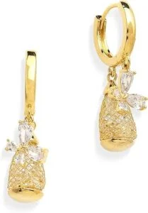 Sonateomber Gold & Silver Stainless Steel Hoop Earrings – Dainty CZ Rhinestone Screw-Back Dangle Jewelry Gift for Women