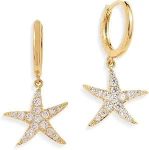 Sonateomber Gold & Silver Brass Hoop Earrings – Dainty CZ Rhinestone Dangle Jewelry Gift for Women