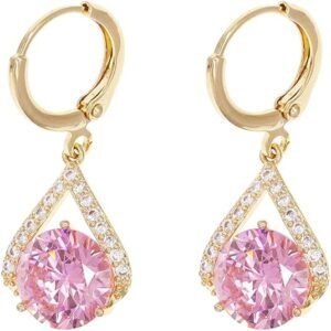 Sonateomber Gold & Silver Stainless Steel Dangle Hoop Earrings – Dainty CZ Rhinestone Jewelry Gift for Women