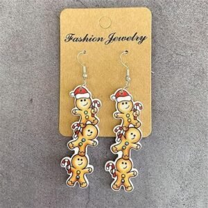 WCRAZYE Handmade Wooden Teardrop Christmas Earrings – Holiday Dangle Jewelry Gift for Women