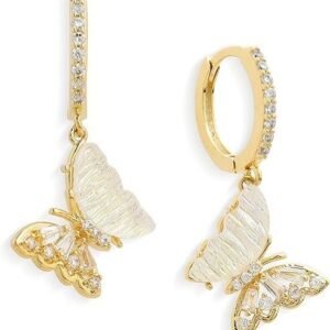 Sonateomber Gold & Silver Stainless Steel Hoop Earrings – Dainty CZ Rhinestone Dangle Jewelry Gift for Women