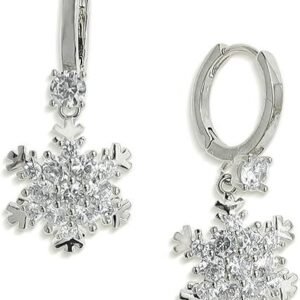 Sonateomber White-Plated Brass Hoop Earrings – Dainty Latch-Back Dangle Jewelry Gift for Women