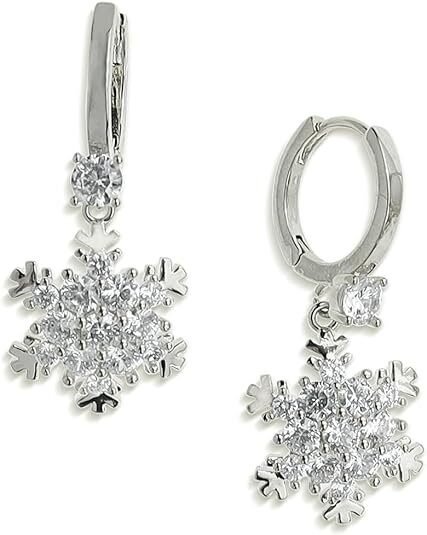 Sonateomber White-Plated Brass Hoop Earrings – Dainty Latch-Back Dangle Jewelry Gift for Women