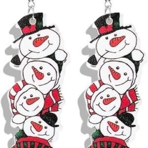 WCRAZYE Handmade Wooden Teardrop Christmas Earrings – Holiday Dangle Jewelry Gift for Women