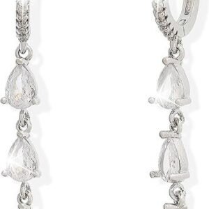 Sonateomber Gold & Silver Brass Hoop Earrings – Dainty CZ Rhinestone Dangle Jewelry Gift for Women