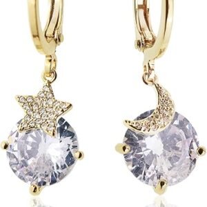 Sonateomber Gold & Silver Stainless Steel Hoop Earrings – Dainty CZ Rhinestone Dangle Jewelry Gift for Women