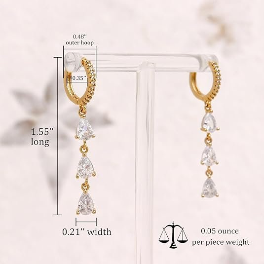 Sonateomber Gold & Silver Small Hoop Earrings – Dainty Rhinestone CZ Dangle Jewelry Gift for Women - Image 3