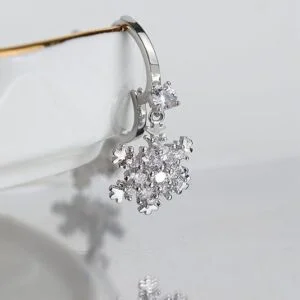 Sonateomber White-Plated Brass Hoop Earrings – Dainty Latch-Back Dangle Jewelry Gift for Women - Image 5