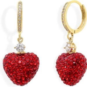 Sonateomber Gold & Silver Brass Hoop Earrings – Dainty CZ Rhinestone Dangle Jewelry Gift for Women