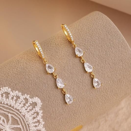 Sonateomber Gold & Silver Small Hoop Earrings – Dainty Rhinestone CZ Dangle Jewelry Gift for Women - Image 4