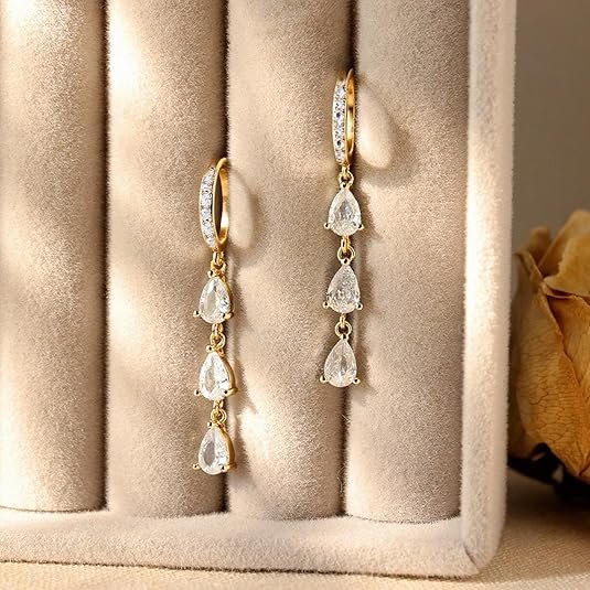 Sonateomber Gold & Silver Small Hoop Earrings – Dainty Rhinestone CZ Dangle Jewelry Gift for Women - Image 5