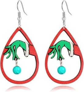 WCRAZYE Handmade Wooden Teardrop Earrings – Christmas & Holiday Dangle Jewelry Gift for Women