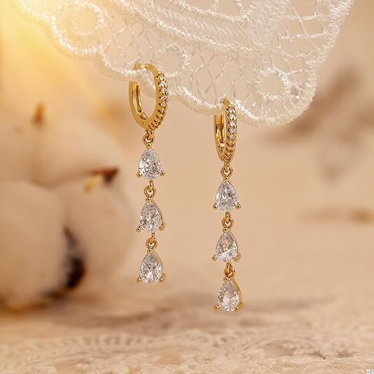 Sonateomber Gold & Silver Small Hoop Earrings – Dainty Rhinestone CZ Dangle Jewelry Gift for Women - Image 7