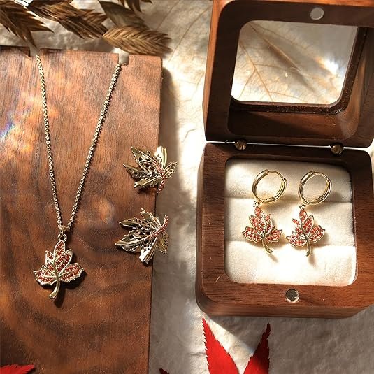 Sonateomber Fall Maple Leaf Gold Hoop Earrings – Sparkly Autumn Jewelry Gift for Women - Image 5