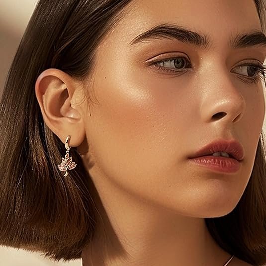 Sonateomber Fall Maple Leaf Gold Hoop Earrings – Sparkly Autumn Jewelry Gift for Women - Image 3