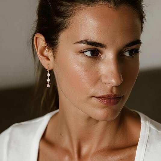 Sonateomber Gold & Silver Small Hoop Earrings – Dainty Rhinestone CZ Dangle Jewelry Gift for Women - Image 2