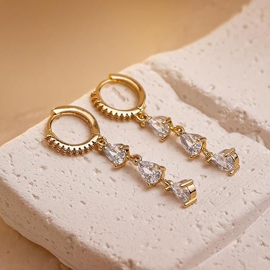 Sonateomber Gold & Silver Small Hoop Earrings – Dainty Rhinestone CZ Dangle Jewelry Gift for Women - Image 6