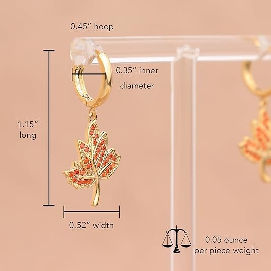 Sonateomber Fall Maple Leaf Gold Hoop Earrings – Sparkly Autumn Jewelry Gift for Women - Image 2