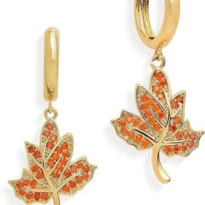 Sonateomber Fall Maple Leaf Gold Hoop Earrings – Sparkly Autumn Jewelry Gift for Women