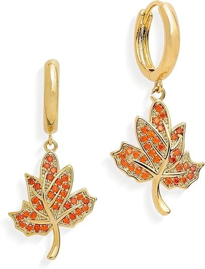Sonateomber Fall Maple Leaf Gold Hoop Earrings – Sparkly Autumn Jewelry Gift for Women