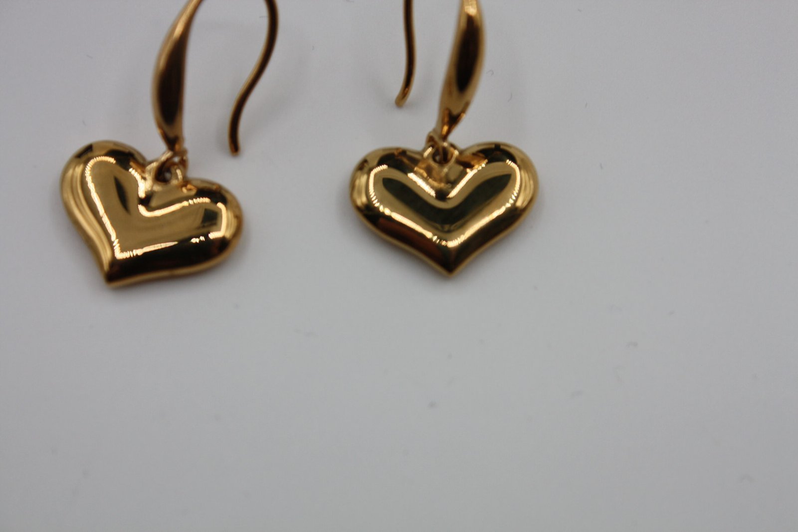 18K Gold Double-Layer Puffy Heart Pendant & Drop Earrings Set | Vibelle Jewel - Image 6