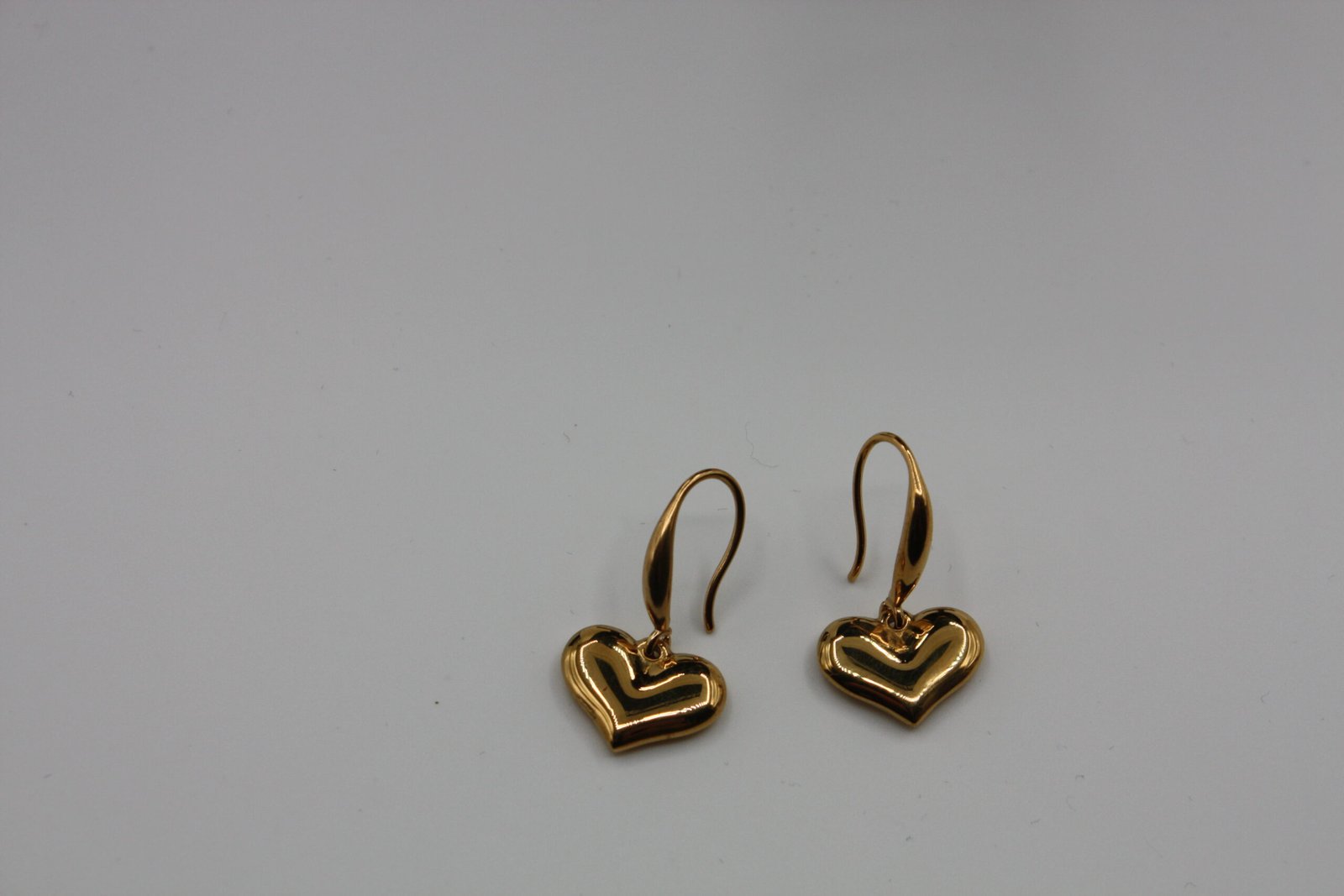 18K Gold Double-Layer Puffy Heart Pendant & Drop Earrings Set | Vibelle Jewel - Image 7