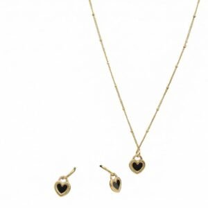 18K Gold Open Heart Pendant & Hoop Earrings Set | Vibelle Jewels