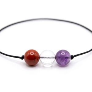 Health Crystal Cord Bracelet | Amethyst, Clear Quartz & Red Jasper